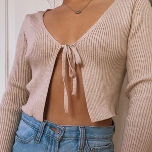 open tie front sweater